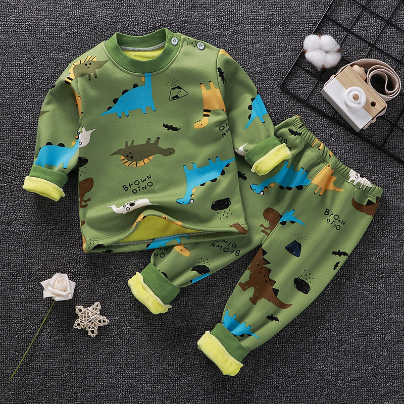 Children's Thermal Underwear Suit Fleece-lined Thickened Boys Girls Autumn Clothing - Gatta Finland