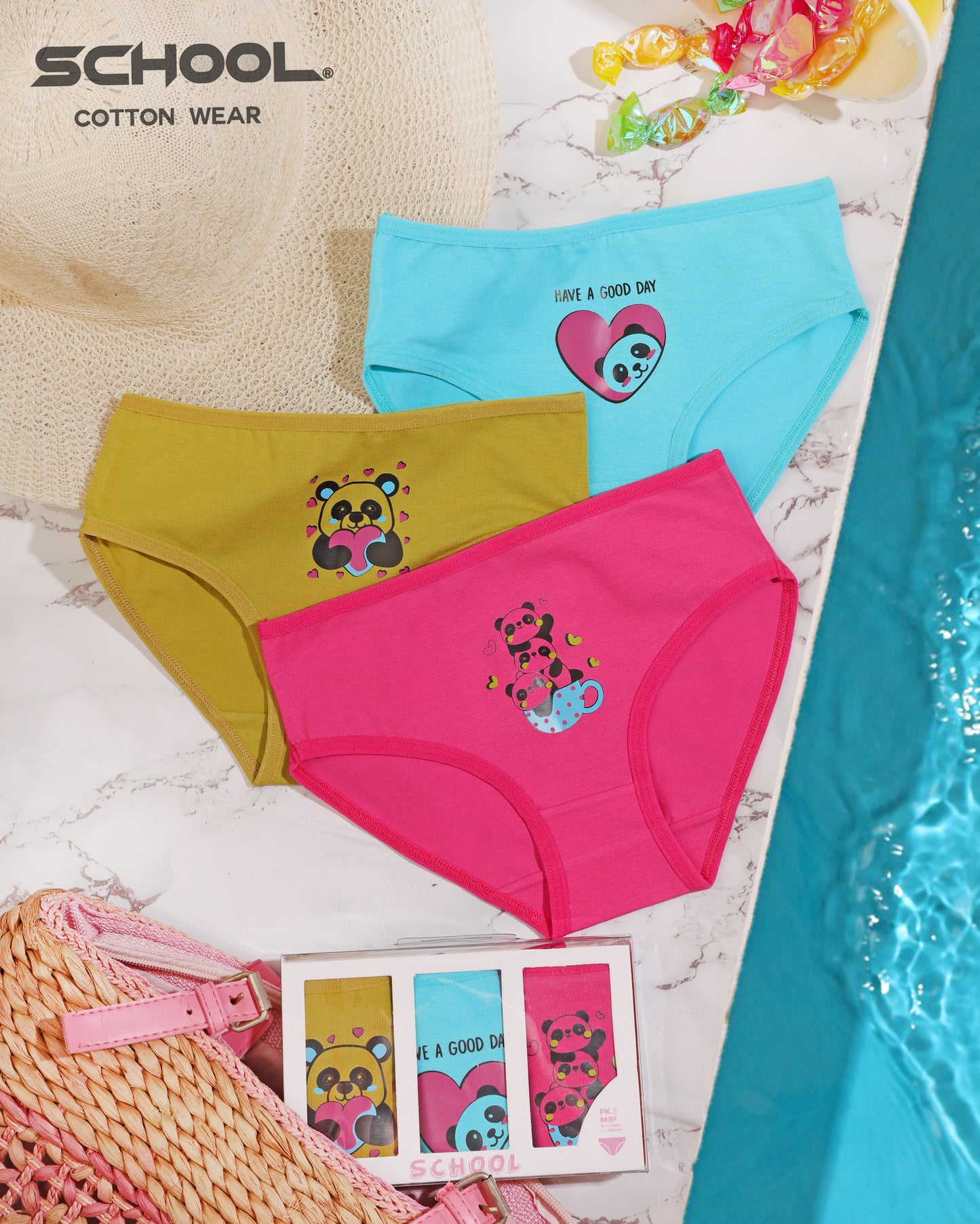 For girls sets of 3 BRIEF PRINTED 3* pieces - Gatta Finland