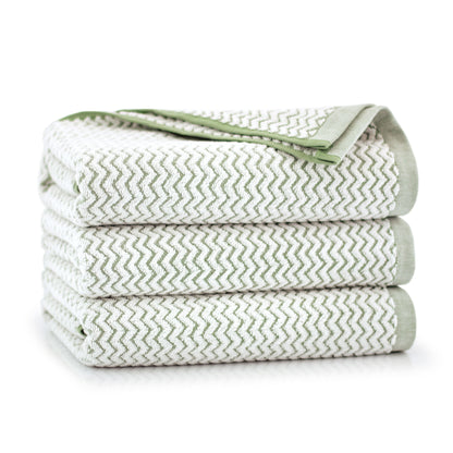 Zigzag-Towel embroided (Light Green with White() - Gatta Finland