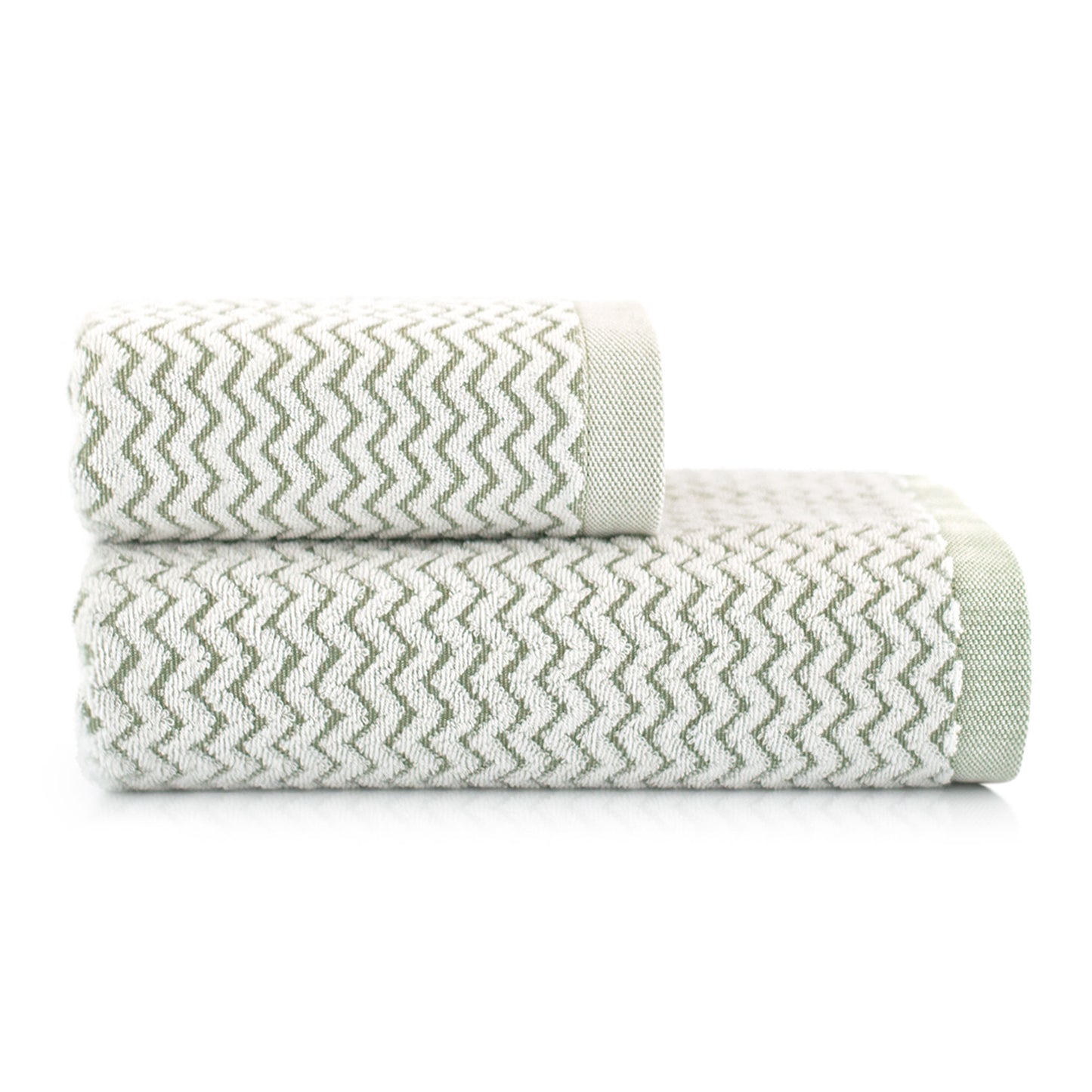 Zigzag-Towel embroided (Light Green with White() - Gatta Finland