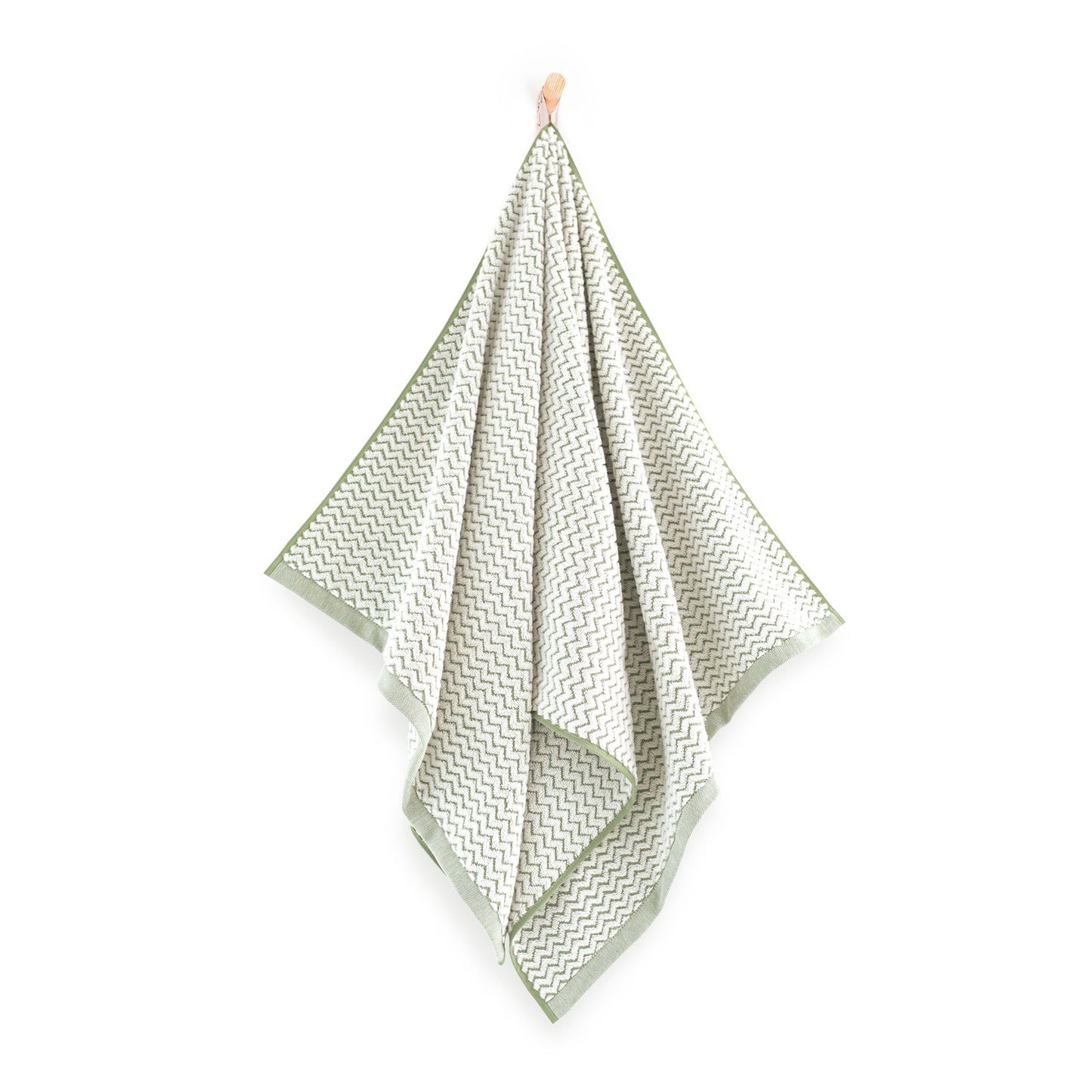 Zigzag-Towel embroided (Light Green with White() - Gatta Finland