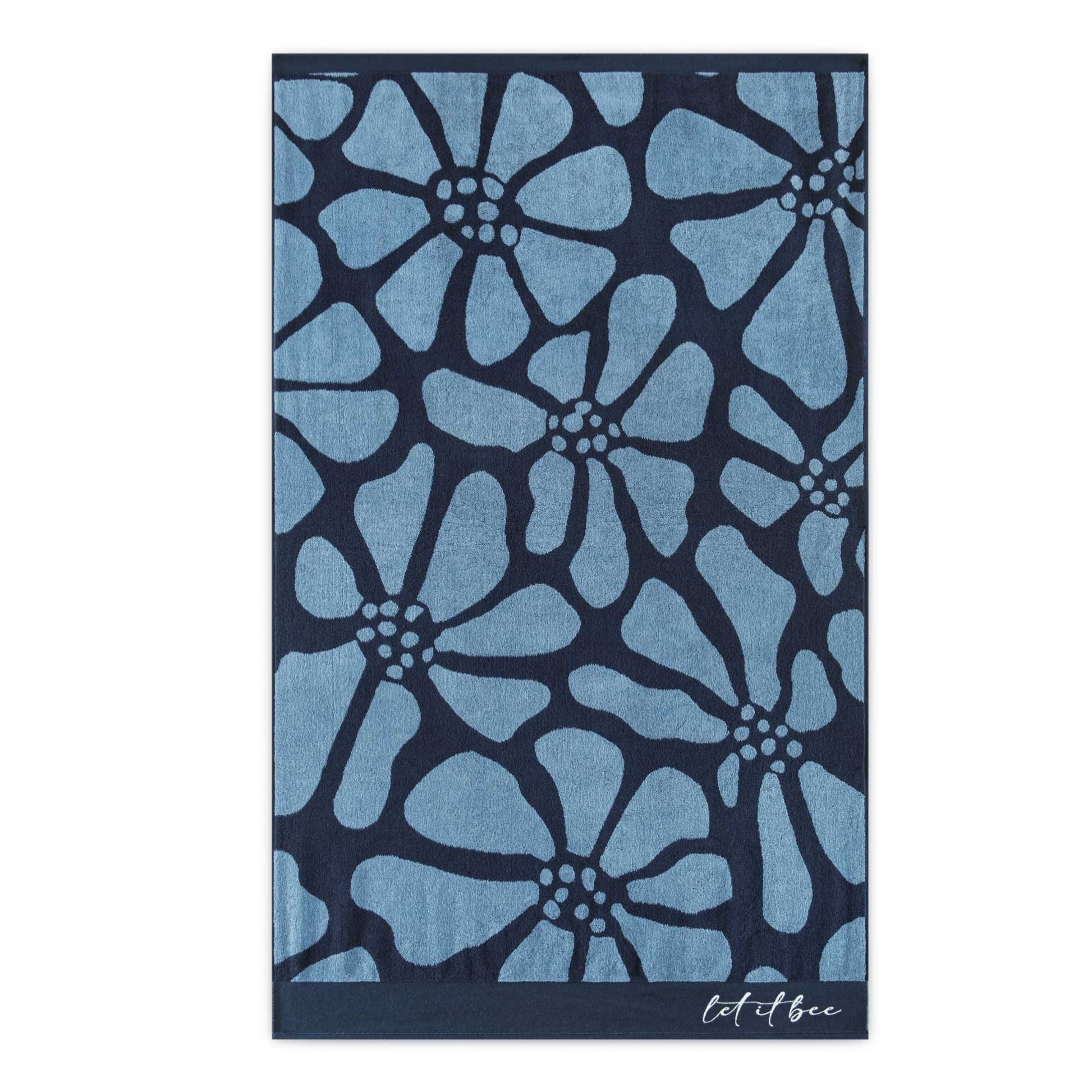 Blue Navy Flower-Beach & Bath Towel Flowers Blue, size 100x160 - Gatta Finland