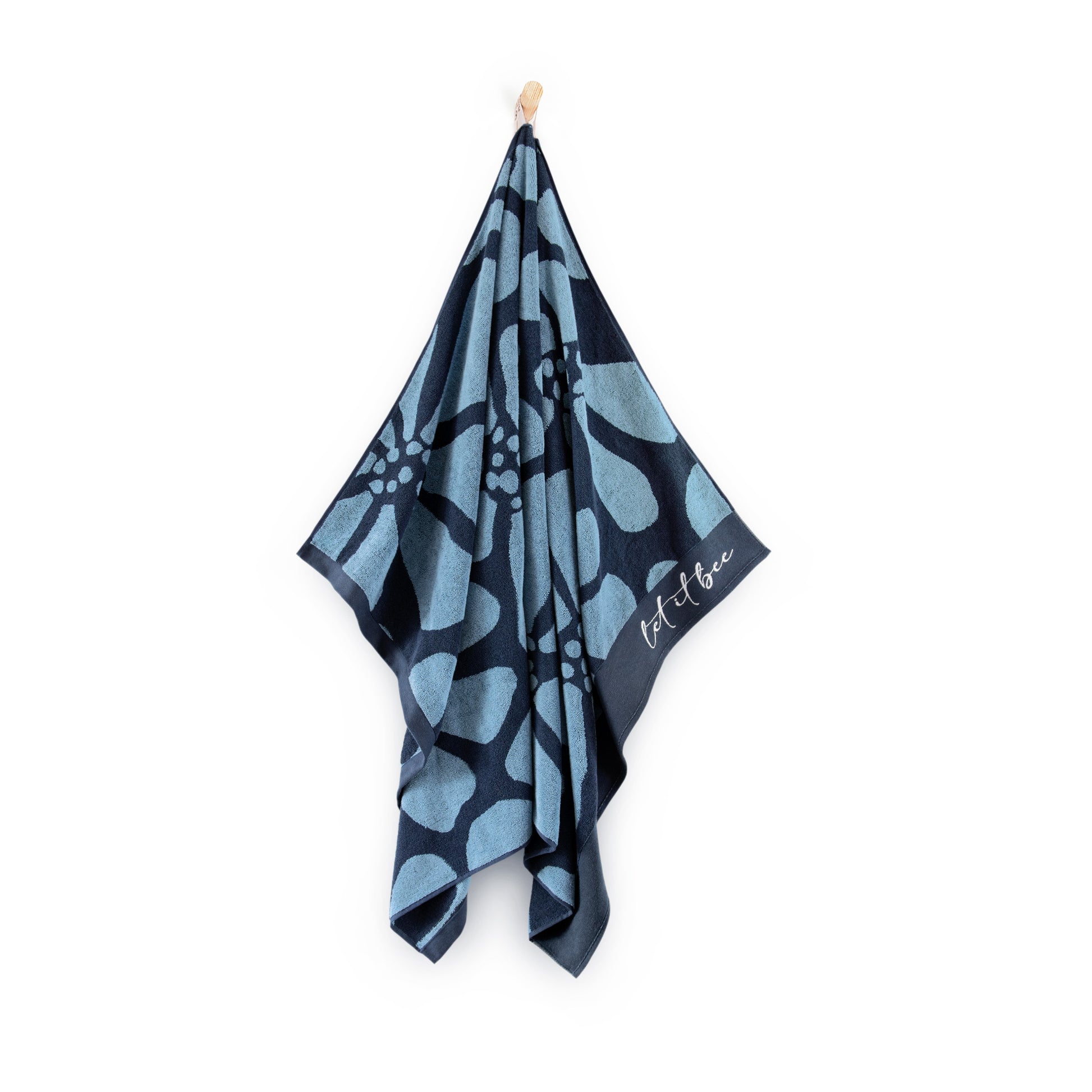 Blue Navy Flower-Beach & Bath Towel Flowers Blue, size 100x160 - Gatta Finland