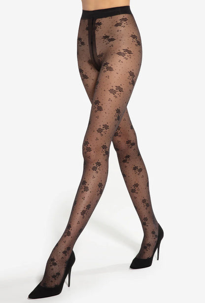 Gatta Faria 19 20den women's tights with floral decorations - Gatta Finland