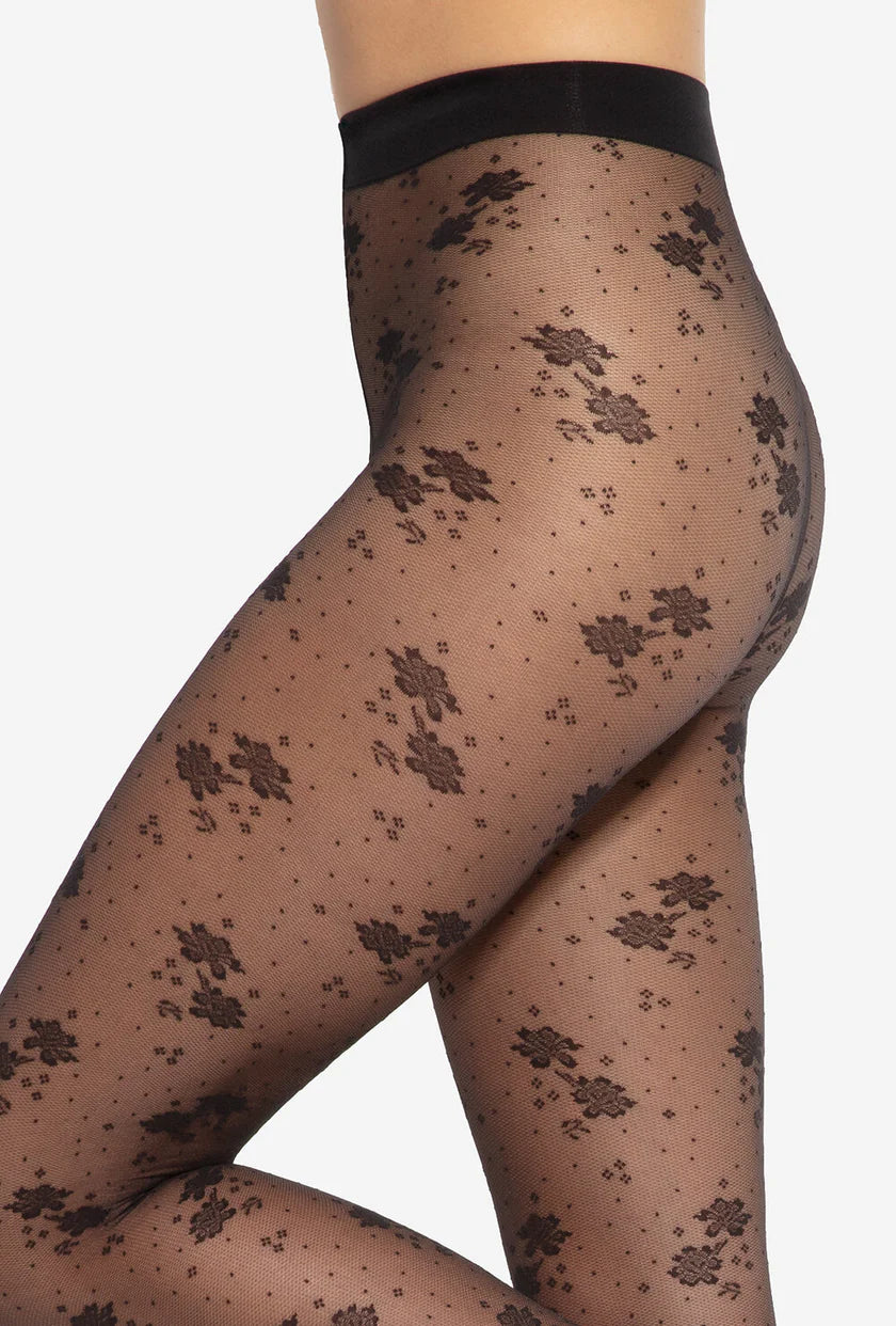 Gatta Faria 19 20den women's tights with floral decorations - Gatta Finland