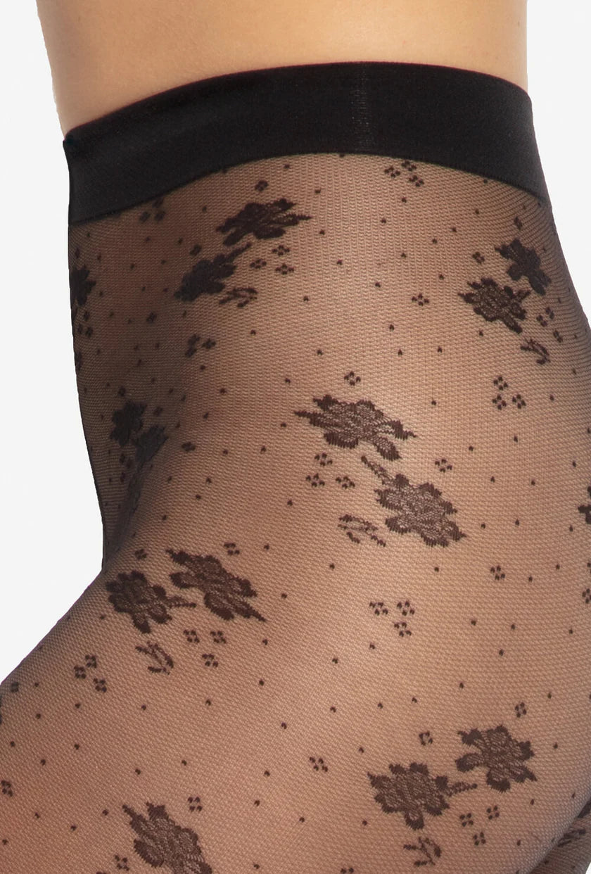 Gatta Faria 19 20den women's tights with floral decorations - Gatta Finland