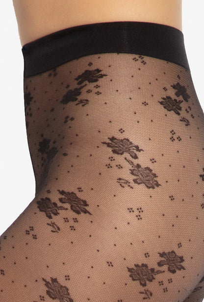 Gatta Faria 19 20den women's tights with floral decorations - Gatta Finland